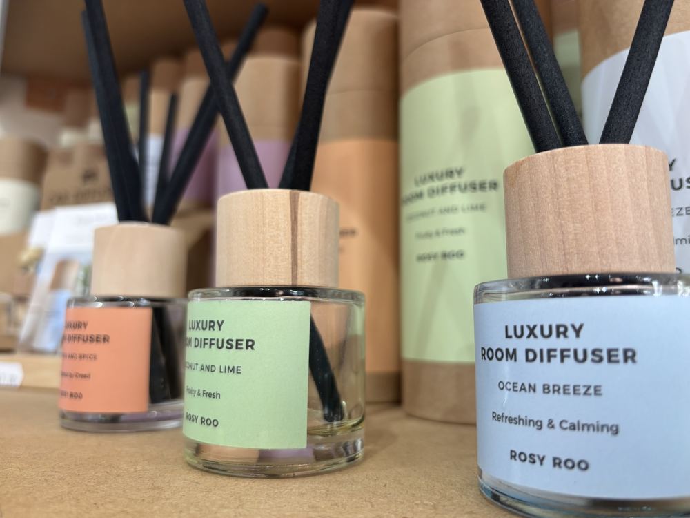 Luxury room diffusers on display in the shop